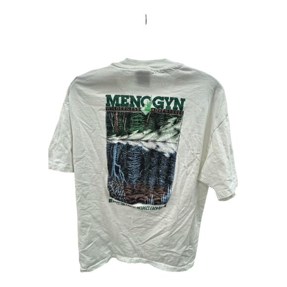 Vintage Hanes Beefy-Tee Menogyn Wilderness YMCA White L Single Stitch T-Shirt - Picture 5 of 5